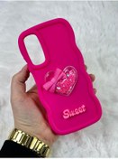 Resim Samsung Galaxy A05s Renkli Kalp Kurdele Detaylı Simli Dalgalı Sweety Kılıf 