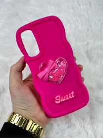 Resim Samsung Galaxy A05s Renkli Kalp Kurdele Detaylı Simli Dalgalı Sweety Kılıf 