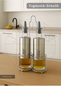 Resim Jet's Home 2’li Set Yağdanlık Takımı Paslanmaz Yağlık Sirkeli Çelik 300 ml 