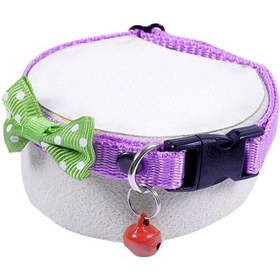 Resim Papyonlu Zilli Kedi Köpek Tasması Mor Renk 