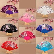 Resim 8 Adet Vintage Çiçekli Elde Taşınabilir Katlanır Yelpaze, Karışık Renkler (Mor, Pembe, Beyaz, Siyah, Kırmızı, Mavi, Yeşil), Plastik Gölgelikli Kumaş Güneşlik, Şık Kiraz Çiçeği Tasarımı, Hafif & Taşınabilir, Dans Performansları, Fotoğrafçılık, Yaz Soğutma, Prenses Parti Hediyeleri & Temalı Etkinlikler İçin Mükemmel, Yaz Etkinliği Temel 