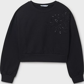 Resim Mayoral Siyah Kız Çocuk Pul Detaylı Sweatshirt 7421 Siyah 