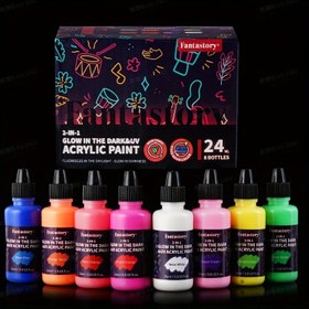 Resim Fantastik Halloween Luminous Boya, Noctilucent Boya 8X24Ml, Neon Boya, Siyah Işık Boya, Detaylı Çalışmalar İçin İdeal; Taşlar, Tuval, Parti Giysileri; Floresan Akrilik Boya Seti, Doğum Günü Hediyeleri 