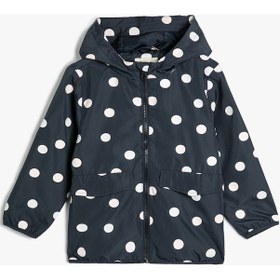 Resim Koton Puantiyeli Kapşonlu Cep Detaylı Mont Suda Renk Değiştiren Pamuk Astarlı Lacivert Desenli 4wkg00020aw 4WKG00020AW7D2 Çok Renkli 