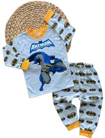 Resim Super Mini Neşeli Bebeklerimiz Batman Mavi Desen Pijama Takımı 