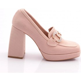 Resim Dgn 0951 Kadin Küt Burun Tokali Platform Topuklu Ayakkabi 