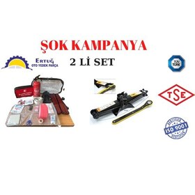 Resim Trafik Seti + Oto Cırcırlı Kriko Makas Tip 1.5 Ton 