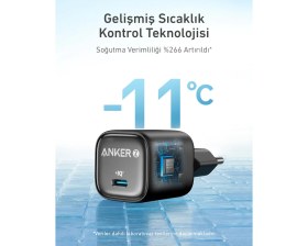 Resim Anker Zolo 30W Gan Usb-C Şarj Cihazı - Gelişmiş Gan II Teknolojisi - Siyah - A2698 