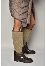 Resim Fox Shoes T858725204 Kahverengi Keçe Kumaş Detaylı Yağmur Çizmesi Kahverengi-kumaş Kahverengi 