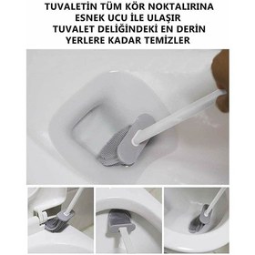 Resim Silikon Tuvalet Fırçası Bükülebilir Silikon Wc Klozet Fırçası Beyaz 