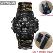 Resim Hanyang Haki Kayış ile Açık Hayatta Kalma Izle Çok Fonksiyonlu Su Geçirmez Askeri Taktik Paracord Izle Bilezik Kamp Yürüyüş Acil Durum Dişlisi (Yurt Dışından) 