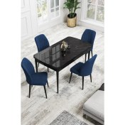 Resim Canisa Concept Canisa Rio Serisi 80 x 132 cm Mdf Açılabilir Siyah Mermer Desen Mutfak Masa Takımı + 4 Adet Sandalye 