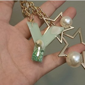 Resim Lavanta design Epoksi harf anahtarlık y harfi anahtarlık su yeşili ev hediyesi araba hediyesi 