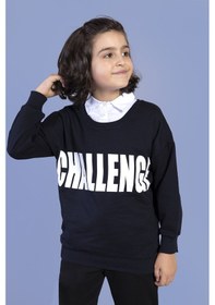 Resim Toontoy Kids Toontoy Erkek Çocuk Baskılı Gömlek Yaka Sweatshirt Lacivert 