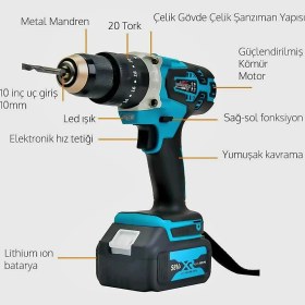 Resim Ekinler Akülü Ultra 4lü Set Makina 58vf 5ah 125mm Avuç Taşlama, Sds Plus Kırıcı Delici Hilti, Somun Sıkma Sökme, Vidalama Matkap EEA090 