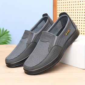 Resim Erkekler için Rahat Kayma Sneaker'ları - Nefes Alabilen Örgü, Düşük Taban, Yuvarlak Burun, Yaz için Rahat Yürüyüş Ayakkabıları, Günlük Giyim|Nefes Alabilen Sneaker'lar|Kayma Tasarımı 