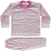 Resim bebegen Kız Bebek Bulut Desenli Alt Üst Pembe 2'li Pijama Takım 