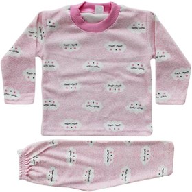 Resim bebegen Kız Bebek Bulut Desenli Alt Üst Pembe 2'li Pijama Takım 