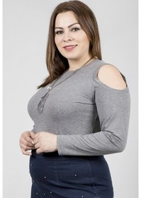 Resim Myline Omuzları Açık Kolyeli Uzun Kol Tişört (532253685) 