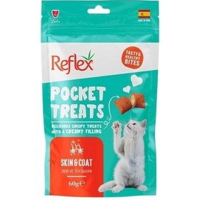 Resim Reflex Pocket Treats Deri ve Tüy Bakımı Destekleyici Kedi Ödül Maması 1 Adet 60 Gr 