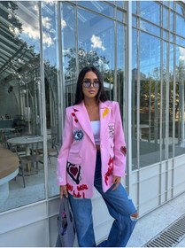 Resim VOLT CLOTHİNG Kadın Nakış Detaylı Blazer Ceket 