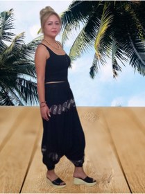 Resim boutique venüs Desenli Taş Baskılı Otantik Şalvar - Siyah/renkli - Standart Beden - Ürün bilgilerini lütfen okuyun 