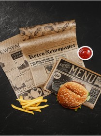 Resim Coşev 50 Adet sunum kağıdı kendinden vintage desenli yağlı gazete 