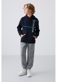 Resim Tommylife Tommy Life Lacivert Pamuklu Kalın İçi Tüylü Yumuşak Dokulu Standart Fit Baskılı Erkek Çocuk Sweatshirt - 11239 Lacivert 