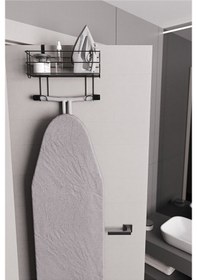 Resim Kapı Arkası Ütü Ve Ütü Masası Askısı Ütü Düzenleyici Raf Siyah 