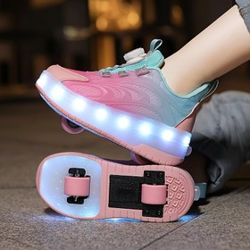 Resim Cool Skate Ayakkabıları Renk Değiştiren Parlayan Paten USB Şarj Edilebilir Luminous Paten Çıkarılabilir Paten Ayakkabıları Sokak Dış Mekan Spor Ayakkabıları Tüm Mevsimler 