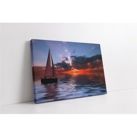 Resim Gün Batımında Yelkenli Kanvas Tablo-151892 