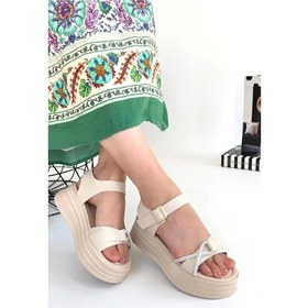 Resim Biçomi Luno Bej Cilt Kemerli Sandalet Çok Renkli 