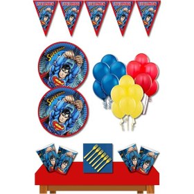 Resim Superman Doğum Günü Konsepti 32 Kişilik Doğum Günü Süsleme Seti 