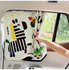 Resim Fochsia Zebra Hayvanat Bahçesi Raylı Araç Güneşlik Perdesi Açılır Kapanır Yaz Güneşi Koruma 