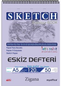 Resim Zigana A5 Spiralli Eskiz Defteri - 50 Yaprak 120 G Çizim Kağıdı Sketchbook 