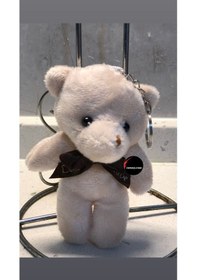 Resim Sevimli Ayıcık Peluş Oyuncak Anahtarlık Uyku Arkadaşı Hediyelik 12 Cm Ekru 