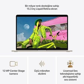 Resim Apple M5 çipli 15 inç MacBook Air Laptop: 15.3 inç Liquid Retina Ekran, 10 CPU, 10 GPU, 16GB Birleşik Bellek, 512 GB SSD Depolama, 12 MP Center Stage Kamera, Touch ID; Yıldız Işığı 