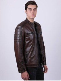 Resim New Zaya Leather Erkek Kahverengi Hakiki Deri Ceket (466901258) Kahverengi 