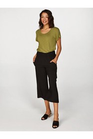 Resim Faik Sönmez Kadın Wide Leg Viskon Kapri 25YB00080 - Siyah / XL 