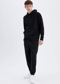Resim DeFacto Regular Fit Kapüşonlu Kanguru Cepli İçi Yumuşak Tüylü Basic Düz Sweatshirt 