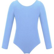 Resim Mavi Çocuk Kız Uzun Kollu Leotard Jimnastik Bale Leotard Tulum Dans Kostümleri Mavi 