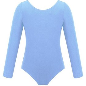Resim Mavi Çocuk Kız Uzun Kollu Leotard Jimnastik Bale Leotard Tulum Dans Kostümleri Mavi 