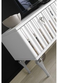 Resim 180 CM DUBAİ METAL AYAK-MDF MEBRAN KAPAK TV SEHPASI BEYAZ - GÜMÜŞ 