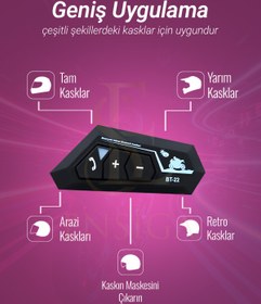 Resim Bt22 Motosiklet Kask İçi Bluetooth Kulaklık İnterkom Destekli 