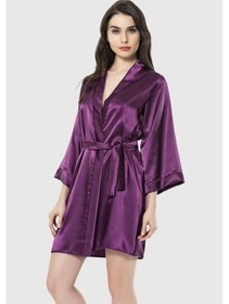 Resim Arias Closet Mor Kısa Saten Sabahlık Mor 