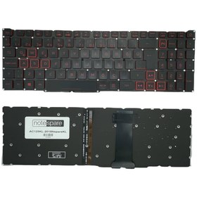 Resim Notespare Acer ile Uyumlu Nitro 5 AN515-43-R3DS Işıklı Klavye Siyah Tr ( Kırmızı Aydınlatma Versiyon ) 