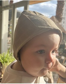 Resim runbaby Tek Kat Müslin Çift Taraflı Bebek Bonnet Şapka (3-9 AY) - Toprak 