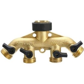 Resim Rogfer Bahçe Sulama Tarım Tarım Aile Otomobil Yıkama Musluk Bakır 4 Yollu Bilyalı Valf Su Bölücü Amerikan İş Parçacığı 