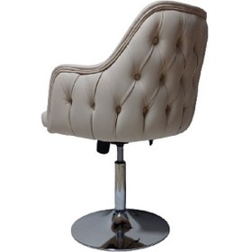 Resim Tekli Bekleme Koltuğu Tepsi Ayaklı Krem Renk Suni Deri 