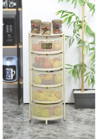 Resim 5 Katlı Metal Açılır Kapanır Paslanmaz Sebzelik Krem 